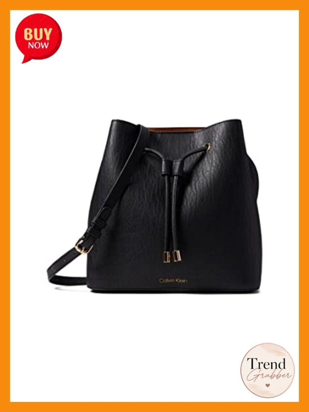 Faux Leather Bucket Shoulder Bag with Drawstring Closure